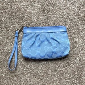Coach Blue Signature Pattern Wristlet